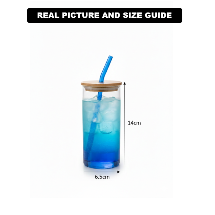 Round Glass Tumbler & Straw with Wooden Airtight Lid