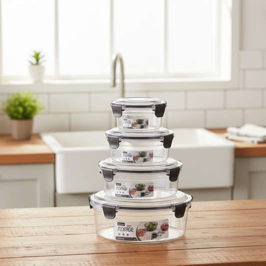 4-Pcs Round Airtight Storage Boxes