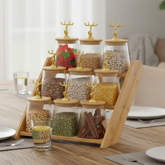 9-Pcs PrimeRib Tapered Glass Storage Station (1112)