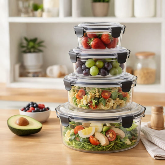 4-Pcs Round Airtight Storage Boxes